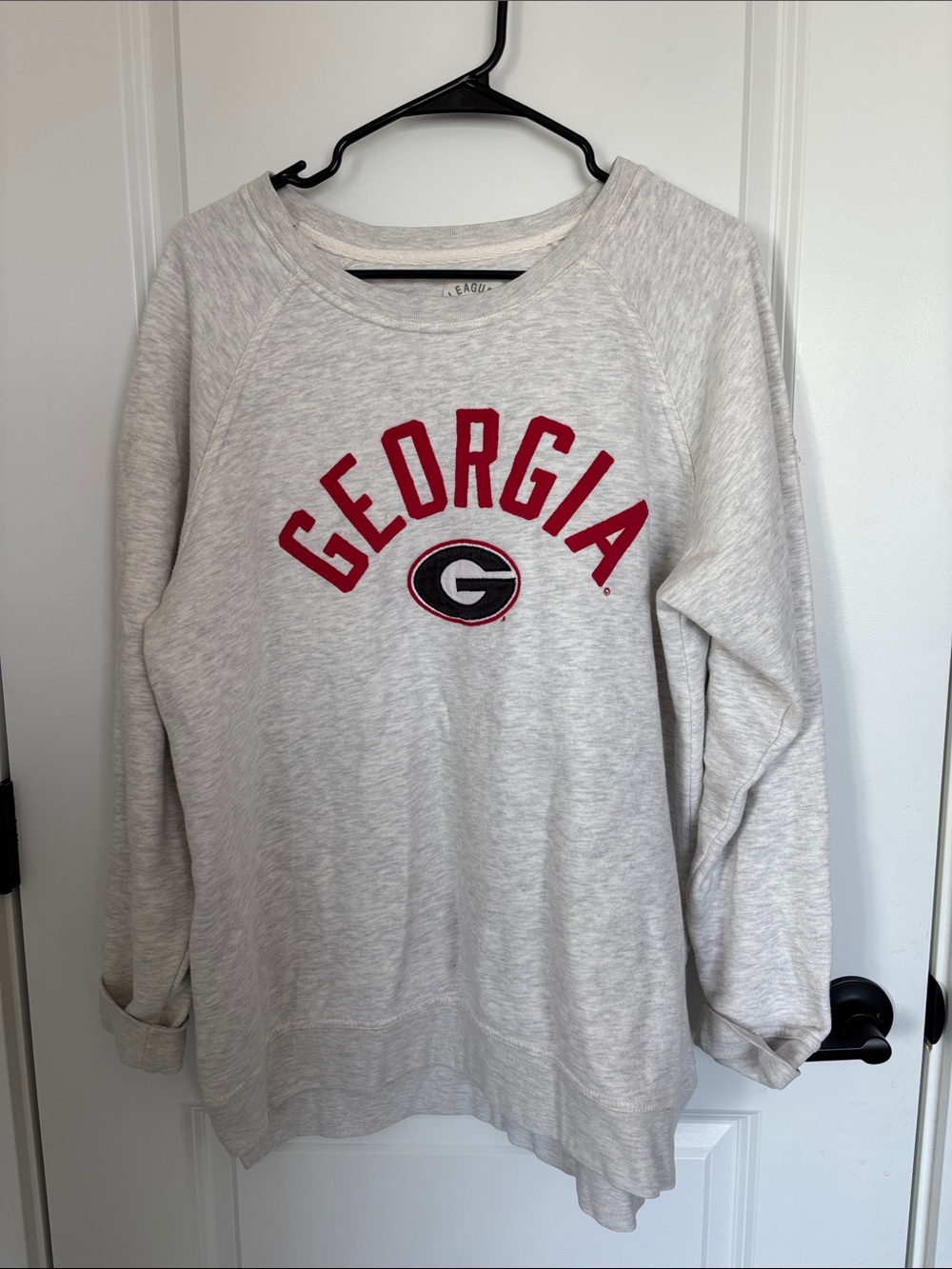 League Georgia Crewneck Sweatshirt - Light Gray with Red Logo